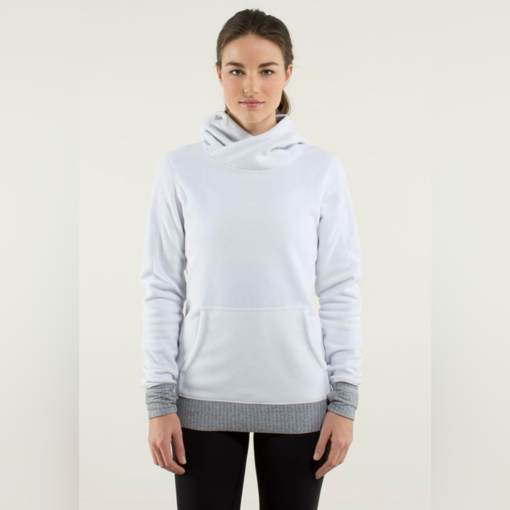 Lululemon Runaway Fleece In White/Herringbone Heathered Black/White Size 8